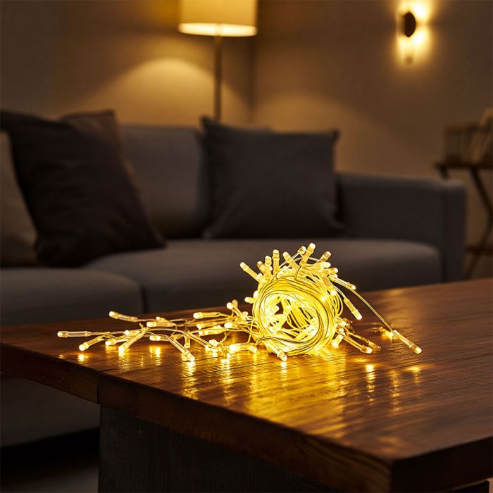 Новорічна гірлянда штора 1,5х1,5 м 64 LED кімнатна гірлянда білий провід Жовте світло ZWM1564LEDY
