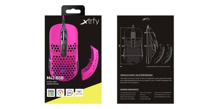 Миша Xtrfy M42, USB-A, RGB, рожевий