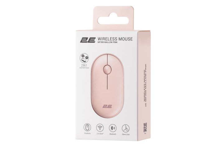 2E Mouse MF300 Silent, WL/BT, pink