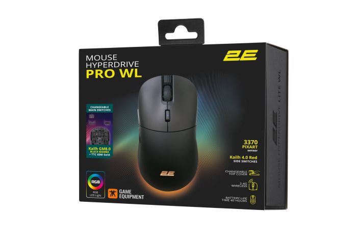 Миша 2E GAMING HyperDrive Pro WL, RGB, USB-A/WL, чорний