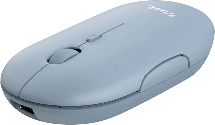 Mouse Trust Puck Rechargeable,  Ultra-Thin,  BT/WL,  Silent, Синій