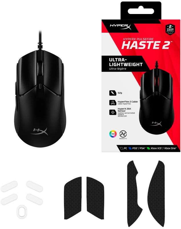 Миша HyperX Pulsefire Haste 2, RGB, USB-A, USB, чорний