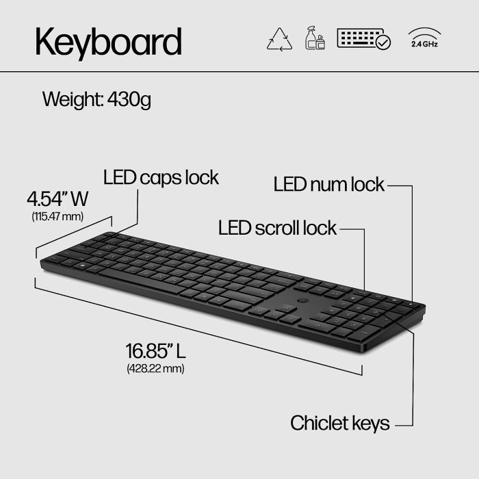 HP Keyboard membrane 450 Programmable, 108key, WL, EN/UK, black