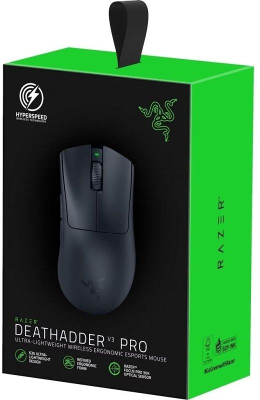 Мышь Razer Deathadder V3 Pro, USB-A/WL/BT, чёрный