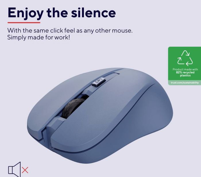 Mouse Trust MYDO SILENT, WL, Синій