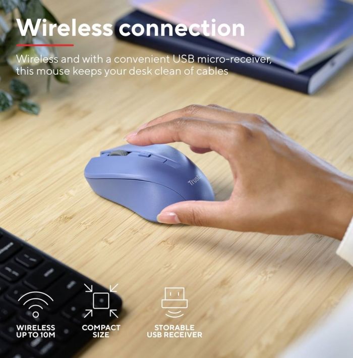 Mouse Trust MYDO SILENT, WL, Синій