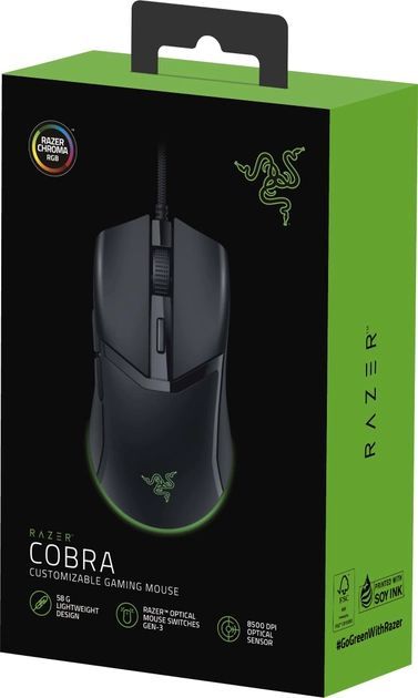 Мышь Razer Cobra, RGB, USB-A, чёрный