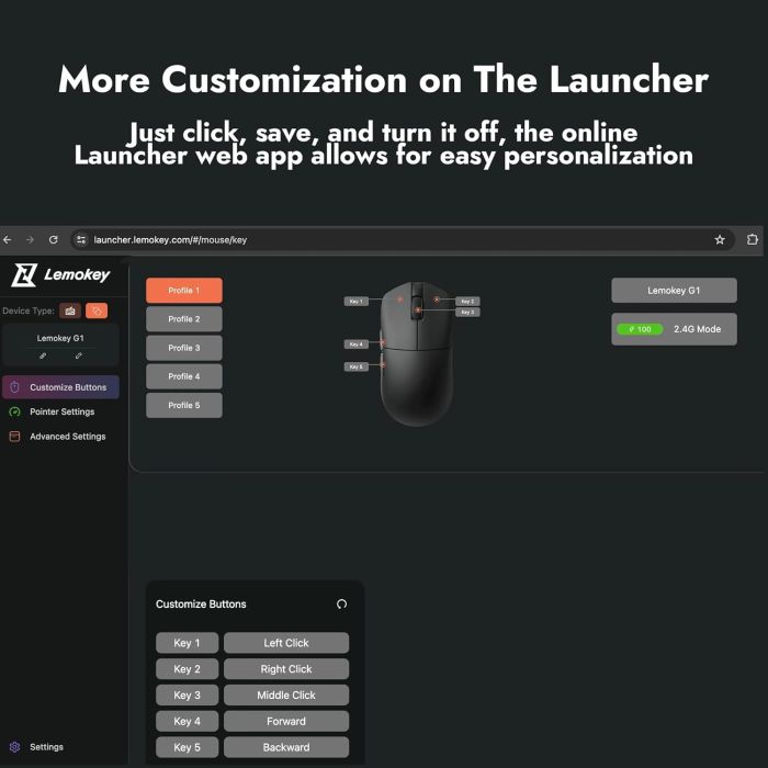 Мышь Lemokey G1 USB-A/USB-C/WL/BT, 8K, черный