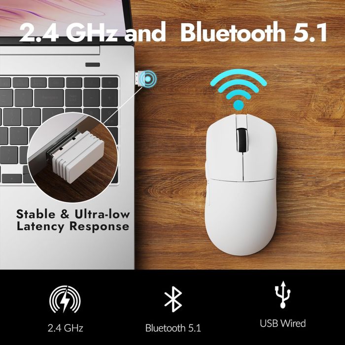 Миша Lemokey G1 USB-A/USB-C/WL/BT, 8K, білий