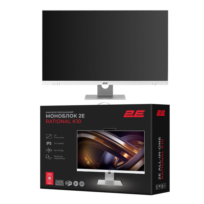 Комп'ютер персональний моноблок 2E Rational K10 27" FHD IPS Intel i5-12400, 16Gb, F512GB, UMA, B660, кл+м, FreeDos, білий