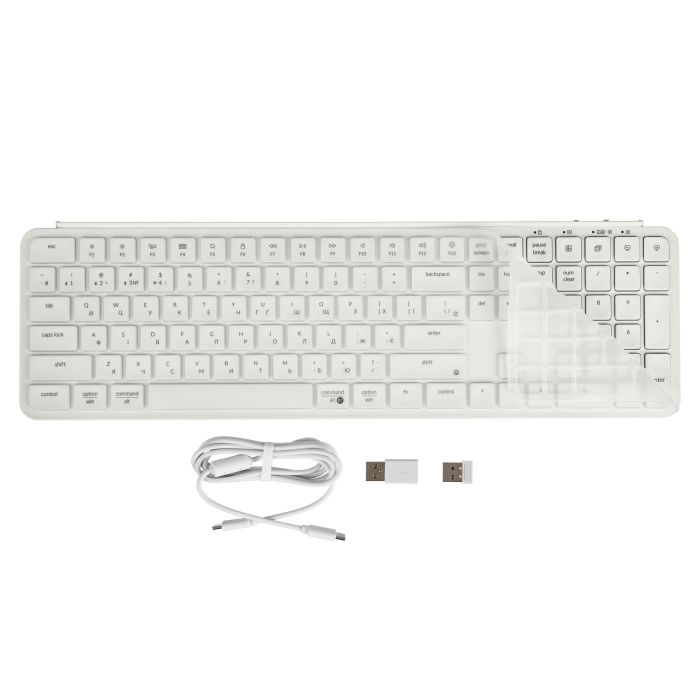 Клавіатура мембрана Keychron B6 Pro, USB/WL/BT, ivory white