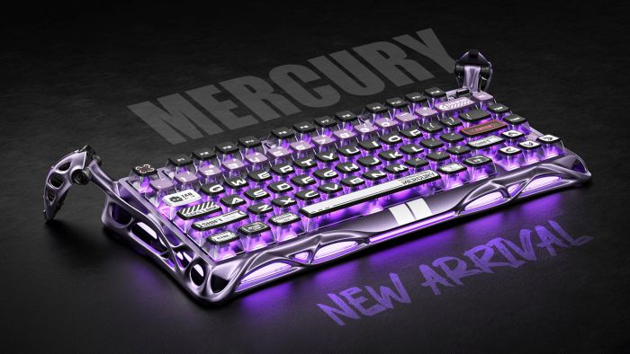 Клавіатура механічна GravaStar Mercury V75 Pro 80keys, Magnetic Jade Gaming, 8K, USB-A, RGB, Iron Purple