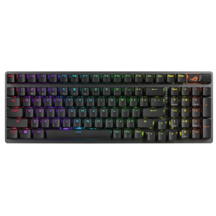 Клавіатура механічна ASUS ROG Strix Scope II, 96key, NX Snow, USB-A/WL/BT, EN/UK, RGB, чорний