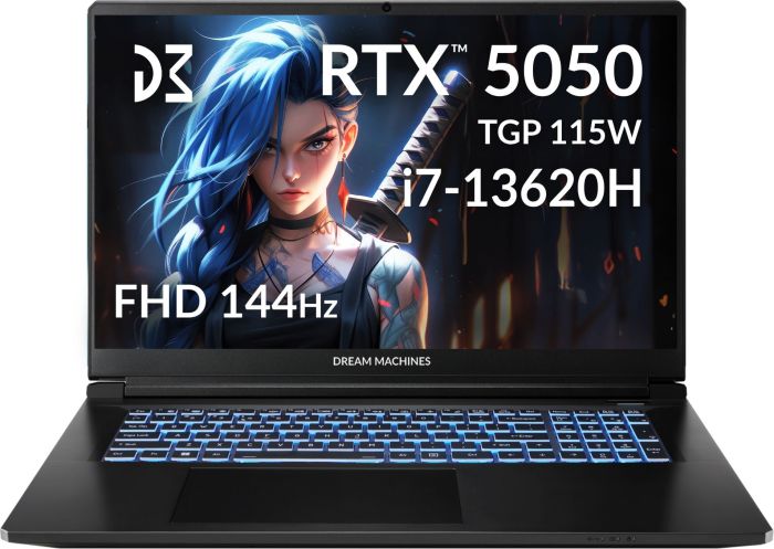 Ноутбук Dream Machines RG5050-17 17.3FHD IPS, Intel i7-13620H, 32GB, F1TB, NVD5050-8, DOS, чорний