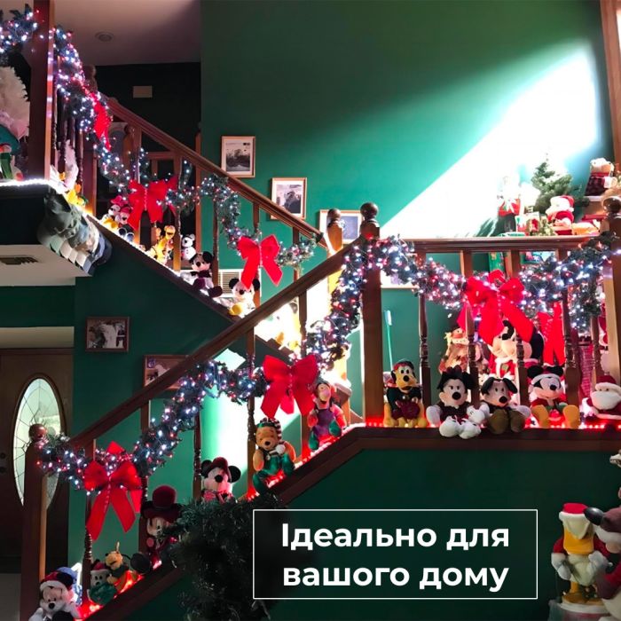 Гірлянда нитка 22 м на 218 LED лампочок світлодіодна чорний провід 8 режимів работи M500LEDML