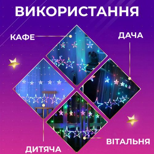 Гірлянда штора світлодіодна GarlandoPro зірка та ялинка 120LED 3х0,9 м 8 режимів 1733069ML