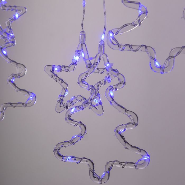 Гірлянда штора світлодіодна GarlandoPro зірка та ялинка 120LED 3х0,9 м 8 режимів Синій 1733070BL