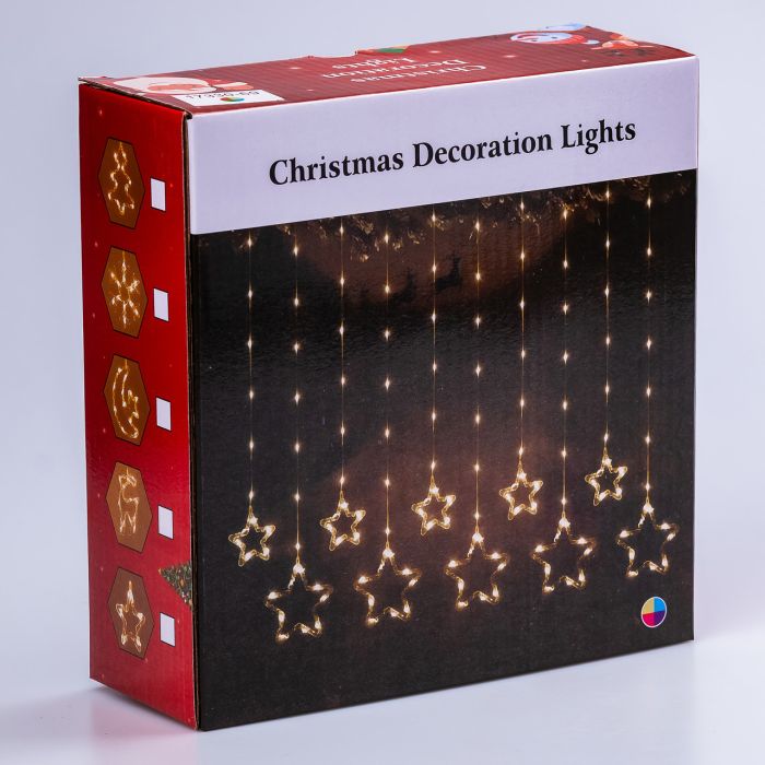 Гірлянда штора світлодіодна GarlandoPro зірка та ялинка 120LED 3х0,9 м 8 режимів Жовтий 1733072Y