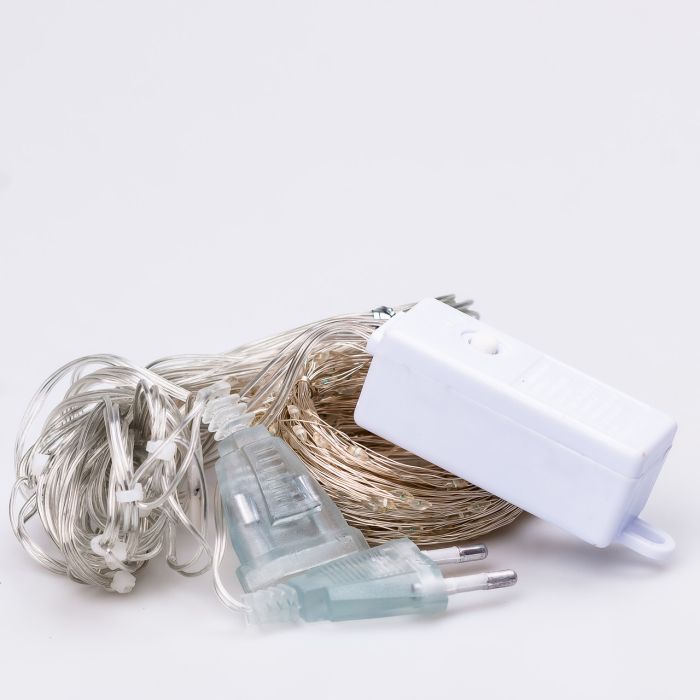 Гірлянда штора світлодіодна GarlandoPro 200LED Роса 3х3м 8 режимів 10 ниток гірлянда роса на ялинці Жовтий 173308Y