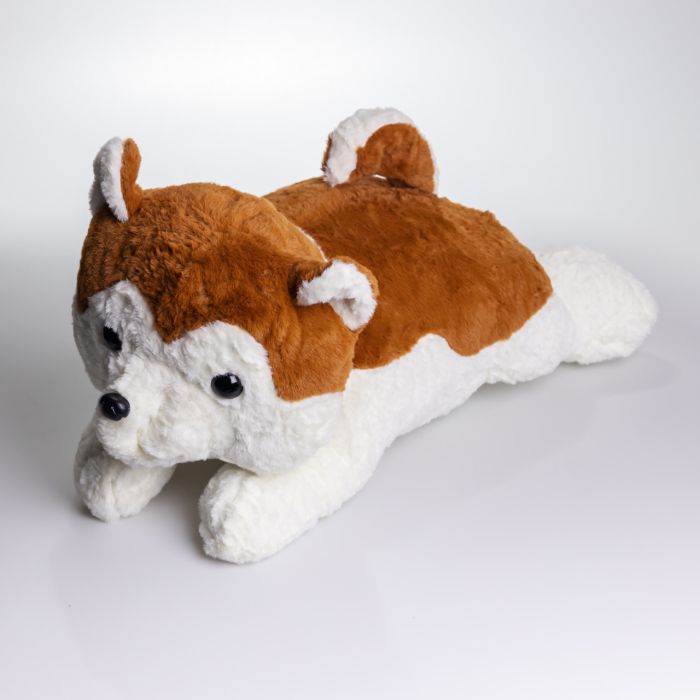 М'яка іграшка-плед, подушка 3 в 1 Хаскі плед в іграшці 50×30×26 (см) Коричневий 7124BR