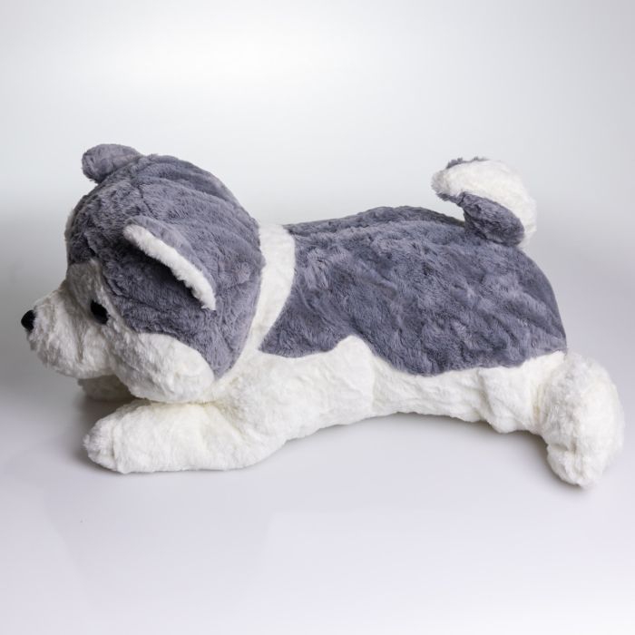 М'яка іграшка-плед, подушка 3 в 1 Хаскі плед в іграшці 50×30×26 (см) Сірий 7124G