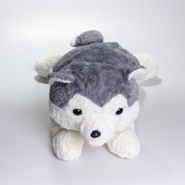 М'яка іграшка-плед, подушка 3 в 1 Хаскі плед в іграшці 50×30×26 (см) Сірий 7124G