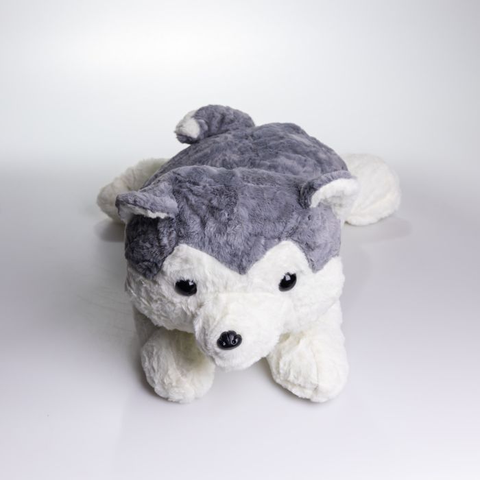 М'яка іграшка-плед, подушка 3 в 1 Хаскі плед в іграшці 50×30×26 (см) Сірий 7124G