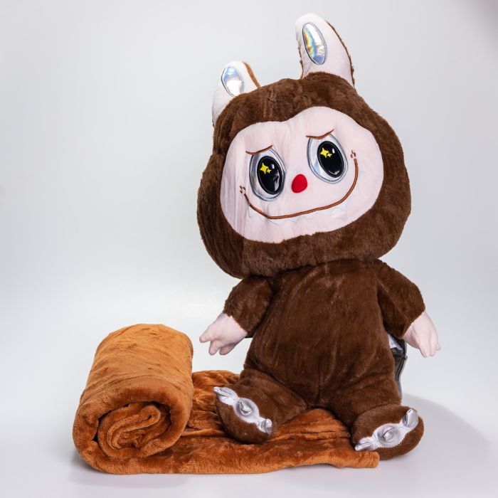 М'яка іграшка-плед, подушка 3 в 1 Labubu Brown Dragon плед в іграшці дитячий плед іграшка Лабубу Коричневий 520-29BR