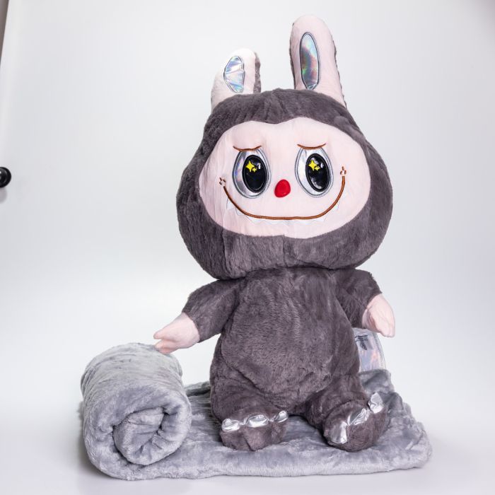 М'яка іграшка-плед, подушка 3 в 1 Labubu Brown Dragon плед в іграшці дитячий плед іграшка Лабубу Сірий 520-29G