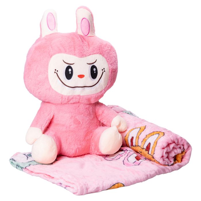 М'яка іграшка-плед, подушка 3 в 1 Лабубу 50 см Червоний ТМ COLORFUL HOME LAB2R