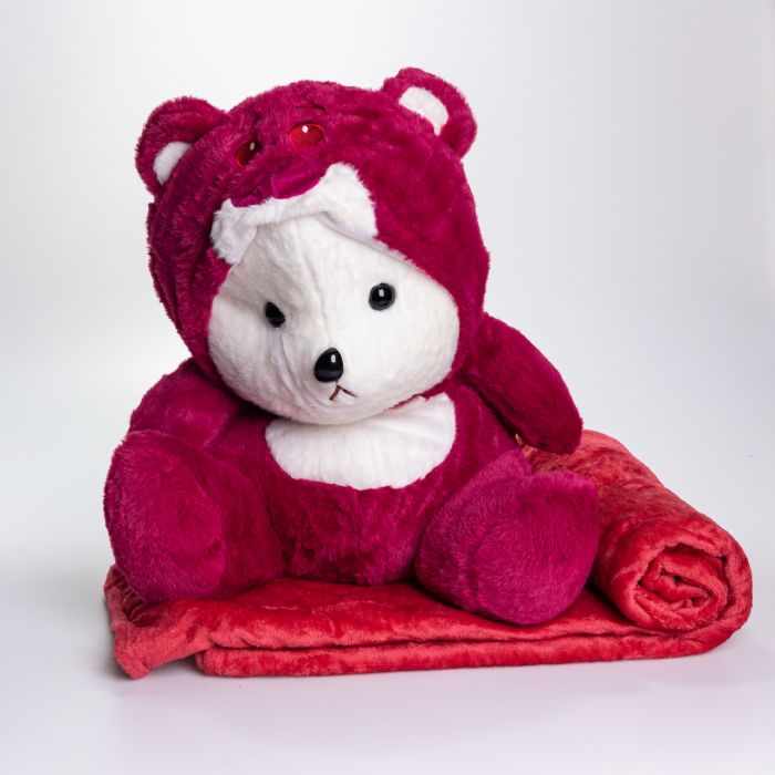 М'яка іграшка-плед, подушка 3 в 1 Ведмедик Тедді в костюмі Лотсо плед в іграшці 40×35×15 (см) дитячий плед іграшка 520-2R