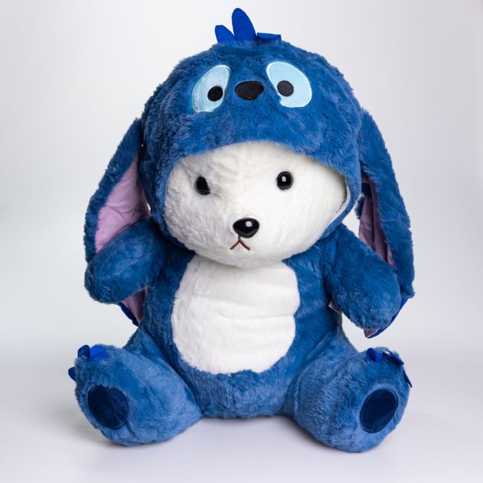 М'яка іграшка-плед, подушка 3 в 1 Ведмедик Тедді в костюмі Стіча плед в іграшці 40×35×15 (см) Синій 520-2BL