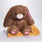 М'яка іграшка-плед, подушка 3 в 1 Зайчик плед в іграшці 35×32×40 (см) дитячий плед іграшка Коричневий 509-9BR