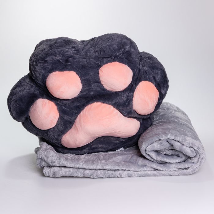 М'яка іграшка-подушка з пледом і муфтою Лапка 40×40×25 (см) іграшка плед 3 в 1 дитячий плюшевий плед Чорний 520-18B