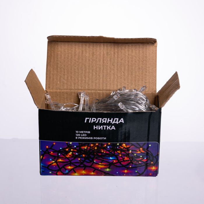 Новорічна гірлянда кімнатна нитка 10 м 120 LED кімнатна гірлянда білий провід Жовте світло W120LED10MWY