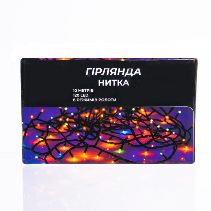 Новорічна гірлянда кімнатна нитка 10 м 120 LED чорний провід Білий W120LED10MBW