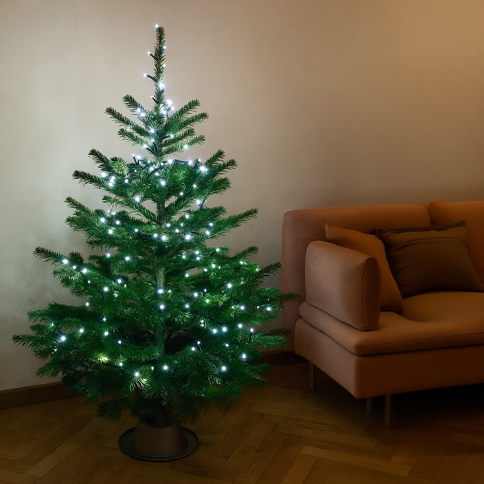 Новорічна гірлянда кімнатна нитка 10 м 120 LED чорний провід Білий W120LED10MBW