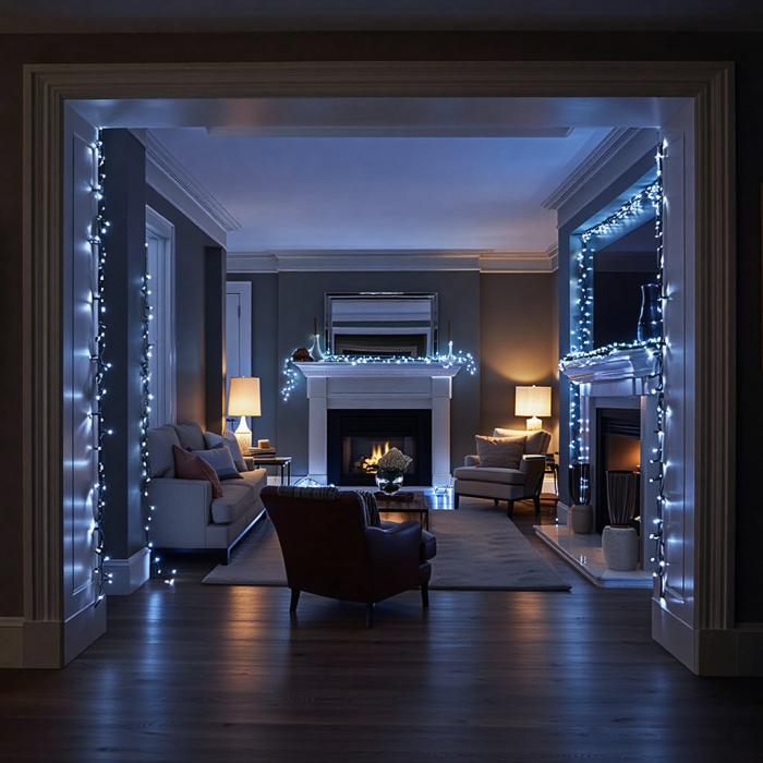 Новорічна гірлянда кімнатна нитка 14 м 160 LED кімнатна гірлянда чорний провід Біле світло W160LED16MBW