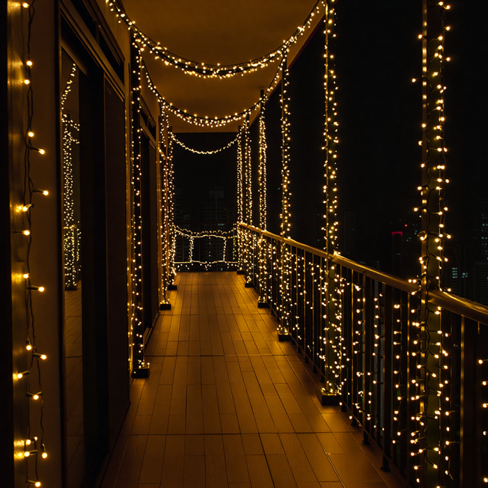 Новорічна гірлянда кімнатна нитка 14 м 160 LED чорний провід Жовтий W160LED16MBY