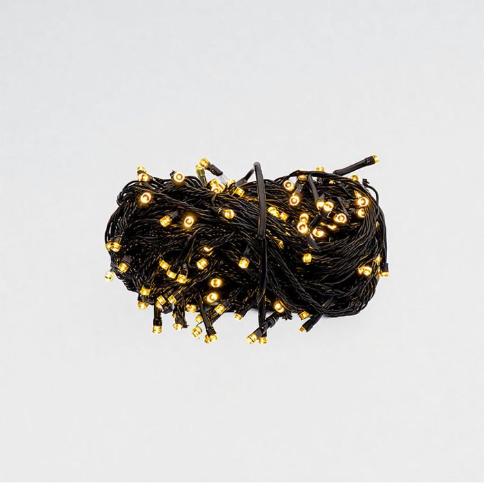 Новорічна гірлянда кімнатна нитка 18 м 180 LED кімнатна гірлянда чорний провід Жовте світло W180LED18MBY