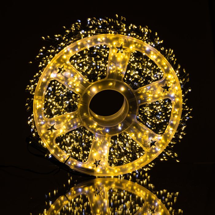 Новорічна гірлянда кімнатна роса 100 м 3000 LED Хвойна лапа зелений провід Жовте сяйво D3000L100MGY