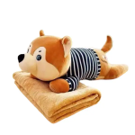 Плед-іграшка подушка 3 в 1 Собака Хаскі-матрос 110х150 см з пледом Бежевий 520-3BE