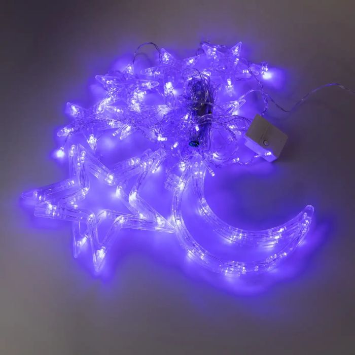 Електрична гірлянда Зірка штора 3 метри на вікно для фотозон синя WYF11BL