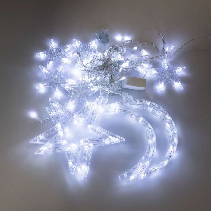 Електрична гірлянда Зірка штора 3 метри на вікно для фотозон біла WYF11W