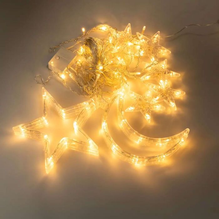 Електрична гірлянда Зірка штора 3 метри на вікно для фотозон жовта WYF11Y